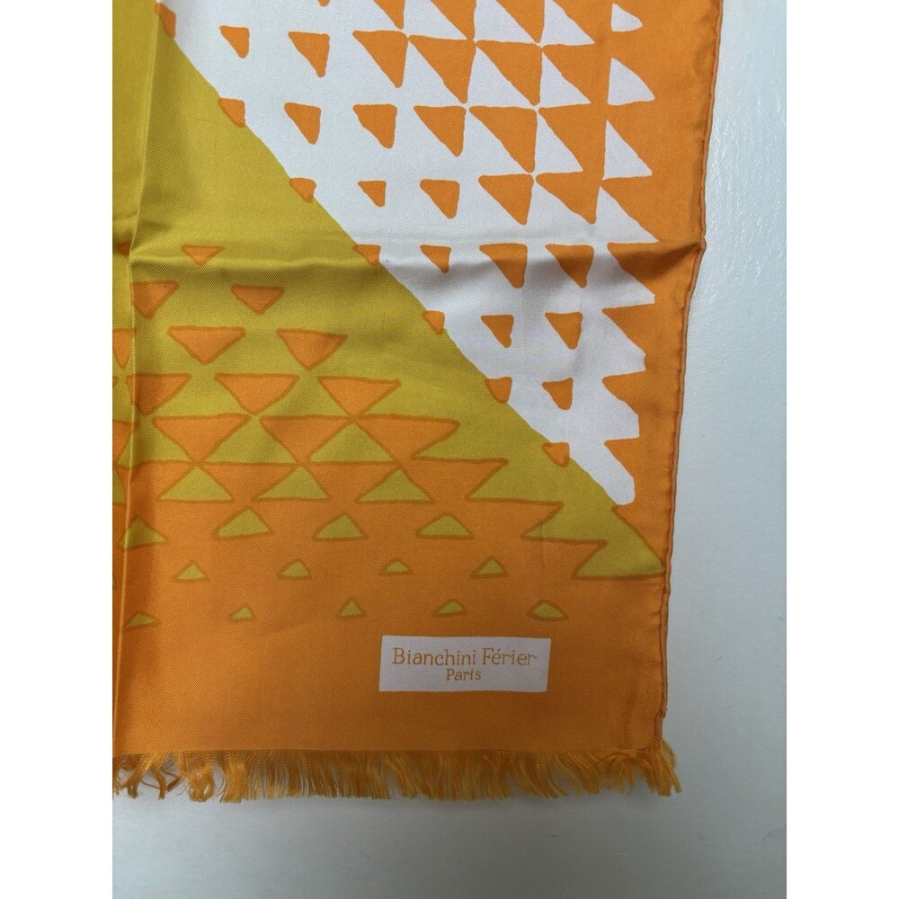 Vintage Bianchini Ferier Paris Silk Scarf Rectangle 32x64 Inches Hippie Yellow
